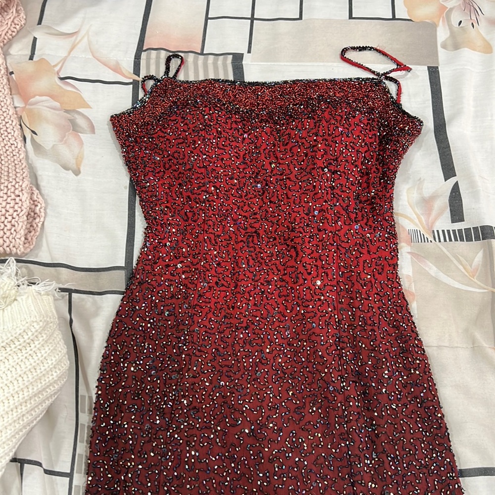 Red to black ombré gown